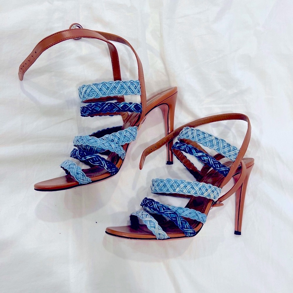 Aquazurra Denim and Brown Heels